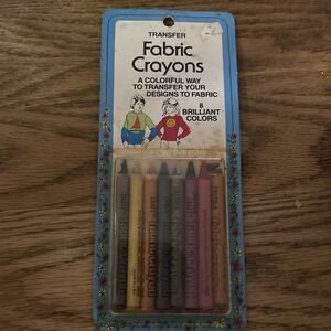 NOS Vintage Transfer Fabric Crayons 8 Crayola colors Made in USA